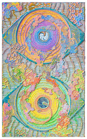 Heavenly Eyes 20250515, JIANG MIAO, 2025Acrylic on wooden board, Carving90.0 × 55.0 cm