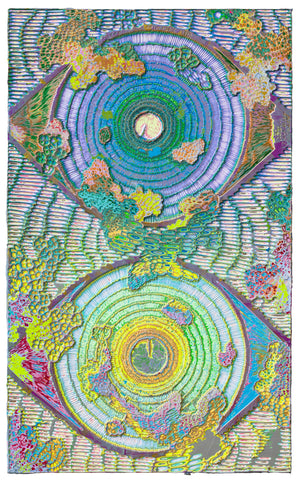 Heavenly Eyes 20250520, JIANG MIAO, 2025Acrylic on wooden board, Carving90.0 × 55.0 cm