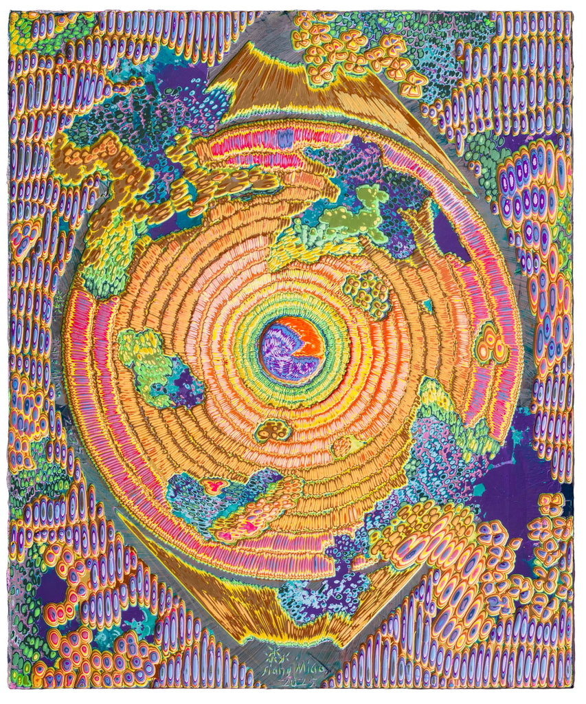 Heavenly Eyes 20250522, JIANG MIAO, 2025Acrylic on wooden board, Carving66.0 × 55.0 cm