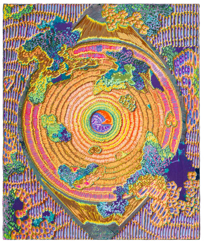 Heavenly Eyes 20250522, JIANG MIAO, 2025Acrylic on wooden board, Carving66.0 × 55.0 cm