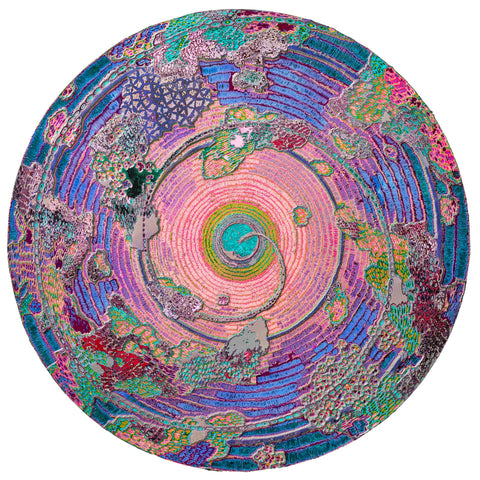 Taoist Trinity and the Self 20250528, JIANG MIAO, 2025Acrylic on wooden board, Carving141.0φ cm