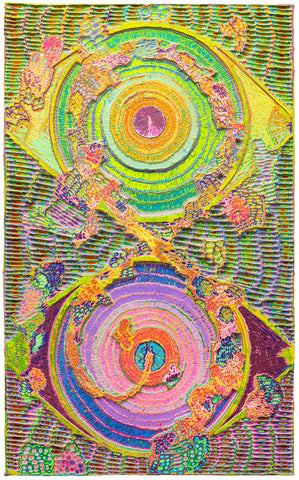 Heavenly Eyes 20251028, JIANG MIAO, 2025Acrylic on wooden board, Carving90.0 × 55.0 cm
