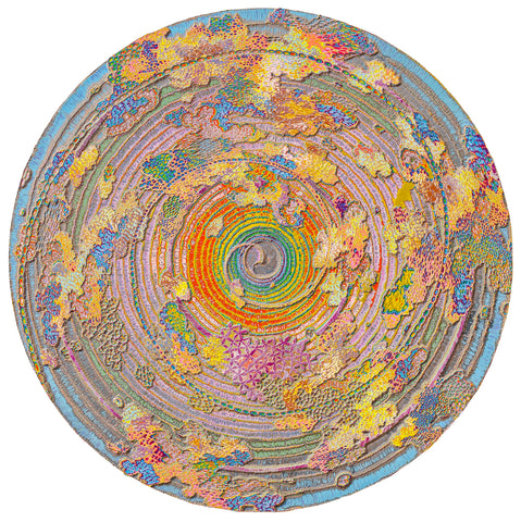 Taoist Trinity and the Self 20260329, JIANG MIAO, 2026Acrylic on wooden board, Carvingφ126.0 cm