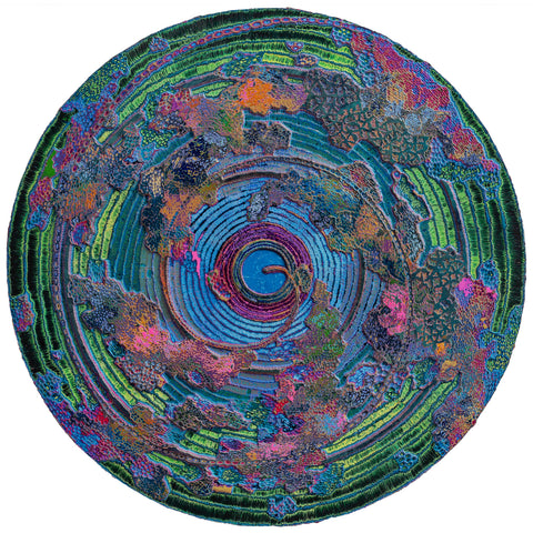 Taoist Trinity and the Self 20260618, JIANG MIAO, 2026Acrylic on wooden board, Carvingφ126.0 cm