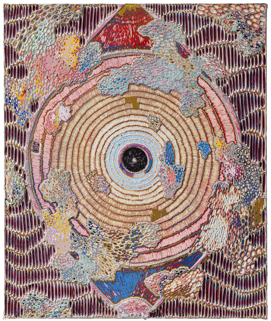 Heavenly Eyes 20260425, JIANG MIAO, 2026Acrylic on wooden board, Carving66.0 × 55.0 cm