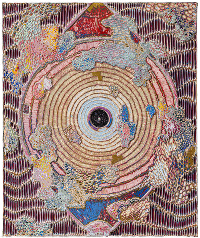 Heavenly Eyes 20260425, JIANG MIAO, 2026Acrylic on wooden board, Carving66.0 × 55.0 cm