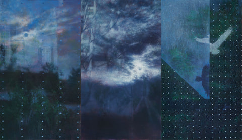 The act of reaching a distance, LEE JUYOUNG, 2023Oil on canvasTotal of 3pieces, Each siza:193.9 × 112.1 cm