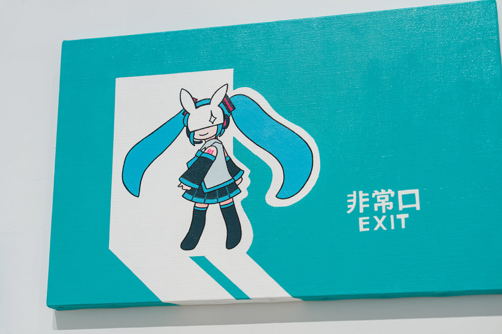 Miku's Exit, KANA ARIMURA, 2026Acrylic on canvas27.3 × 45.5 cm