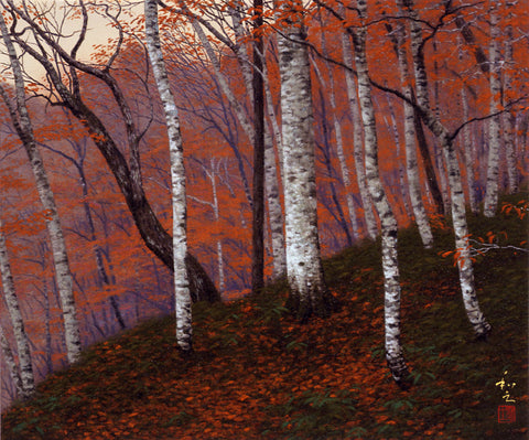 Rainfall, KAZUYUKI FUTAGAWA, Natural pigment on Japanese paper38.0 × 45.5 cm