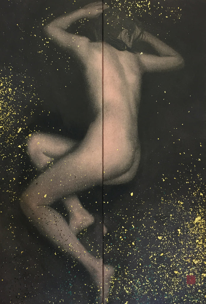 Byousa-nitai, KAZUYUKI FUTAGAWA, 2016Ink, Dyed mud pigments, Golden leaf on Japanese paper53.0 × 36.0 cm