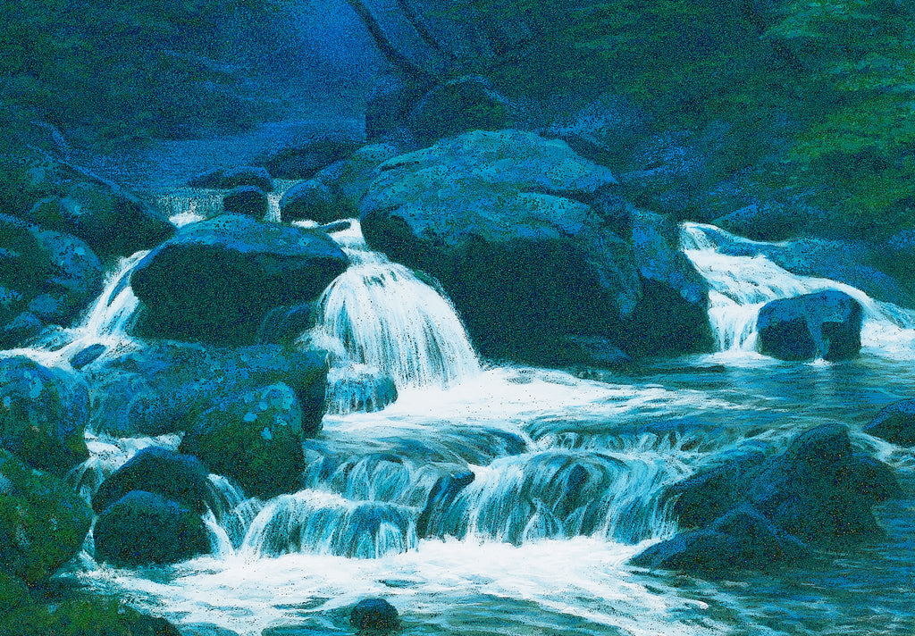 Mountain stream, KAZUYUKI FUTAGAWA, 2021Mineral pigment on paper19.0 × 27.3 cm