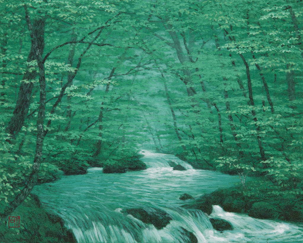 Oirase, KAZUYUKI FUTAGAWA, 2025Mineral pigment on paper22.0 × 27.3 × 2.0 cm