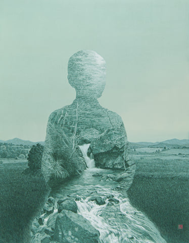 Silence and prayer, KAZUYUKI FUTAGAWA, 2025Mineral pigment on paper116.7 × 90.9 cm