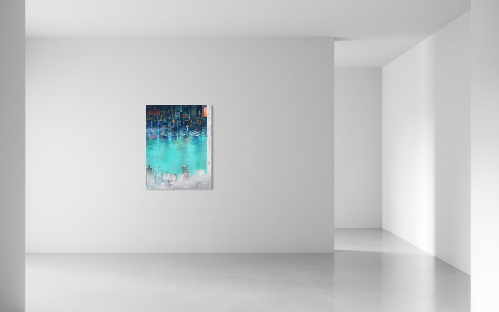 White of Contemplation, KOSUKE HARASAWA, 2025Mineral pigments, Ink, Silver leaf on Japanese paper mounted on wooden board116.7 × 91.0 cm