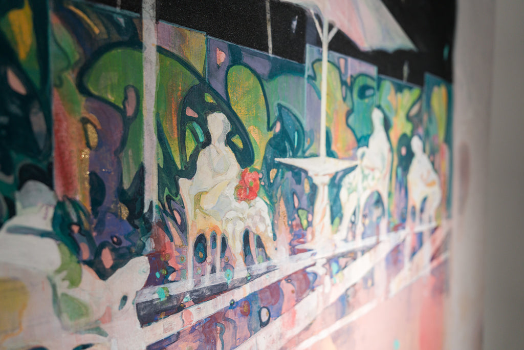 Fleeting, KOSUKE HARASAWA, 2025Mineral pigments, Ink, Gold pigment, Silver leaf on Japanese paper mounted on wooden board91.0 × 73.0 cm