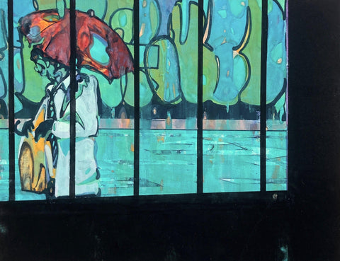 inside pocket, KOSUKE HARASAWA, 2025Mineral pigments, Ink, Silver leaf on Japanese paper mounted on wooden board31.8 × 41.0 cm