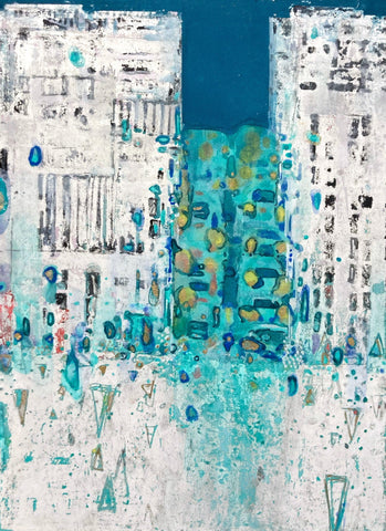 Moonlight, KOSUKE HARASAWA, 2025Mineral pigments, Ink, Gold pigment, Silver leaf on Japanese paper mounted on wooden board33.3 × 24.2 cm