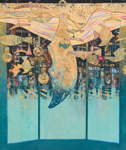 油彩画　K.ozawa作 Reflected in a Car | Whitestone Gallery
