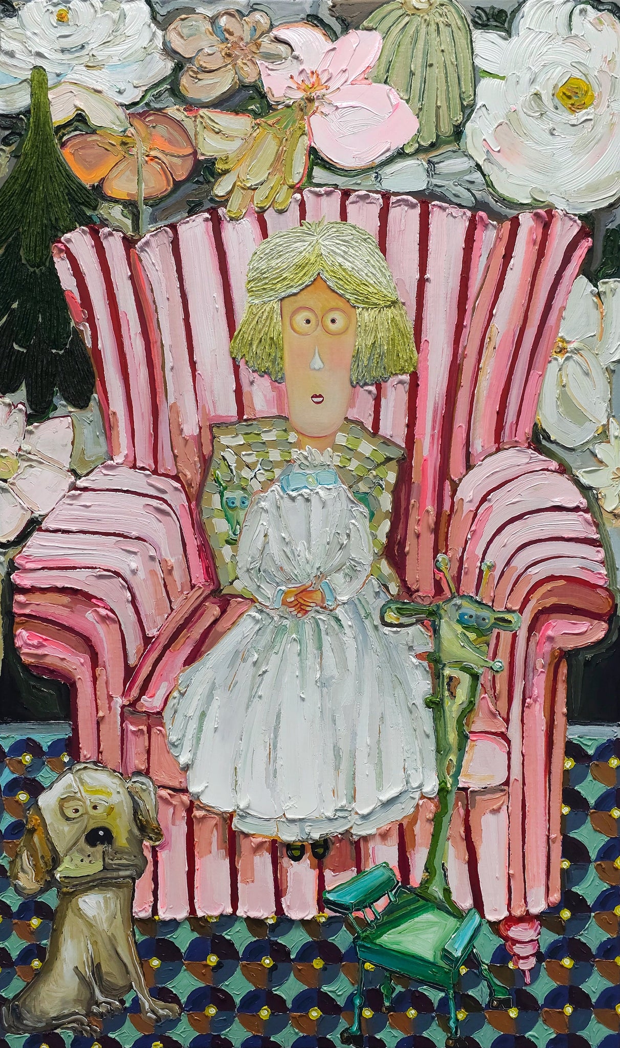 Girl on the round carpet