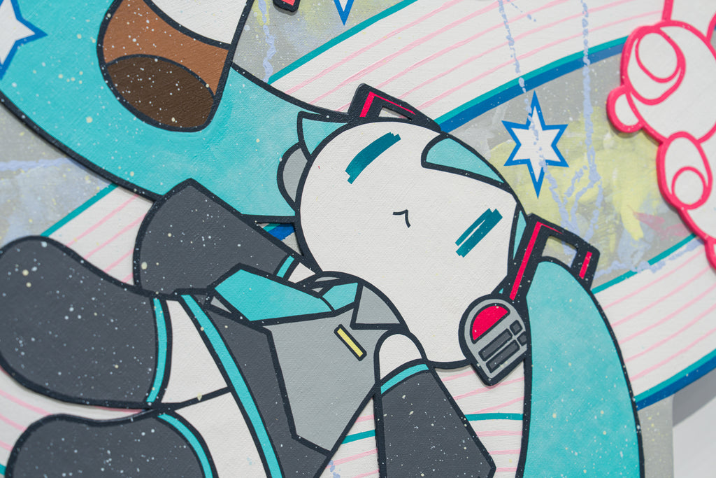 Hiraite Musunde, Hiraite (HATSUNE MIKU, MEIKO, MEGURINE LUKA), MAHO TAKAHASHI, 2026Acrylic on canvas116.7 × 91.0 × 3.5 cm