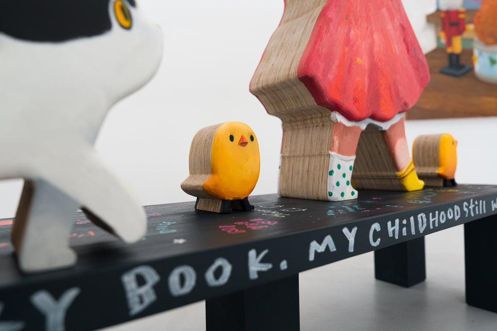 Carrying a Tale, MANE, 2025Painted wood sculpture120.0 × 30.0 × 115.0 cm