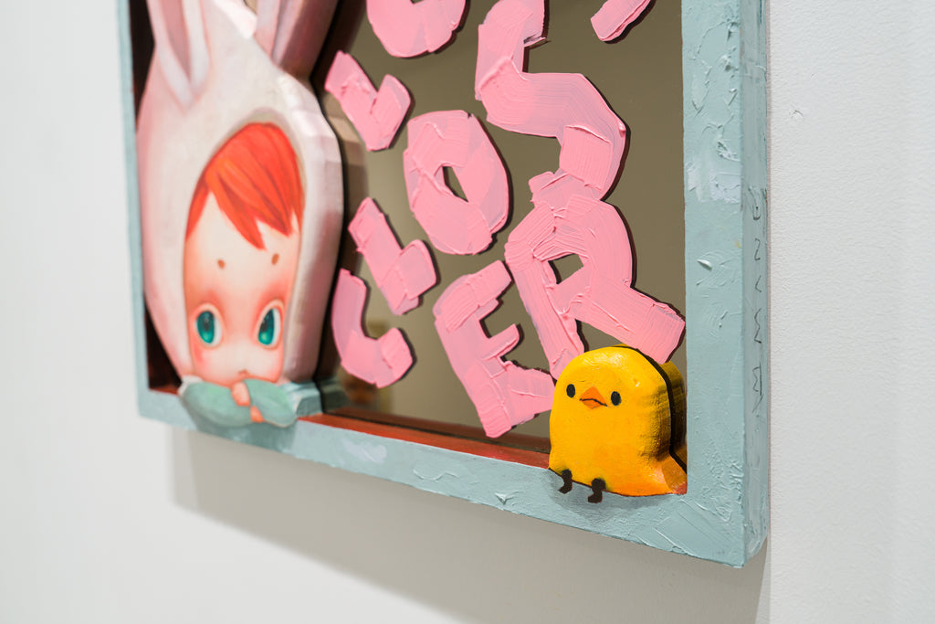 Look Closer, MANE, 2026Oil on wood, Acrylic on mirror, Mixed media54.5 × 45.0 cm