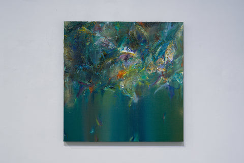 Passing, Falling#1, MARINO FUNAHASHI, 2025Oil, Acrylic, Sand, Spray, Canvas, Panel65.2 × 65.2 cm