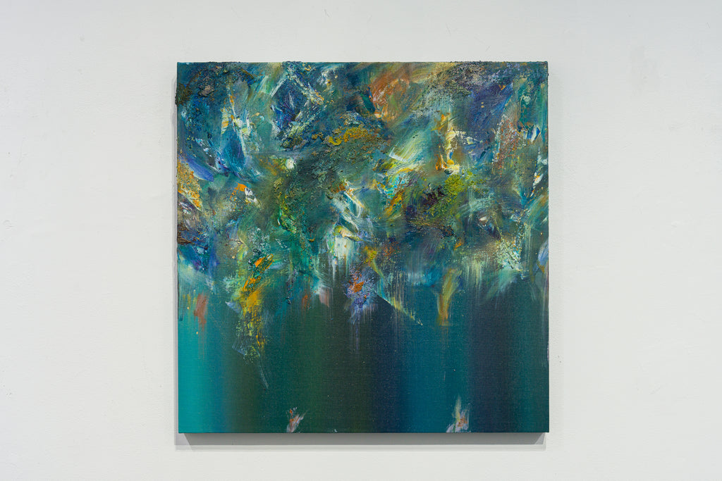 Passing, Falling#2, MARINO FUNAHASHI, 2025Oil, Acrylic, Sand, Spray, Canvas, Panel60.6 × 60.6 cm