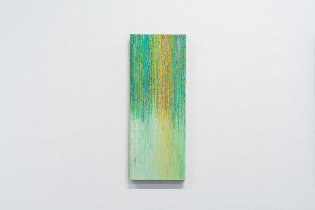 Rain -fog- #1, MARINO FUNAHASHI, 2025Acrylic, Sand, Glass, Canvas, Panel53.0 × 20.0 cm