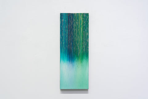 Rain -fog- #4, MARINO FUNAHASHI, 2025Acrylic, Sand, Glass, Canvas, Panel53.0 × 20.0 cm