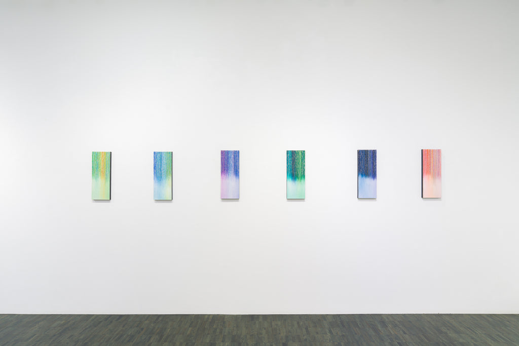 Rain -fog- #3, MARINO FUNAHASHI, 2025Acrylic, Sand, Glass, Canvas, Panel53.0 × 20.0 cm