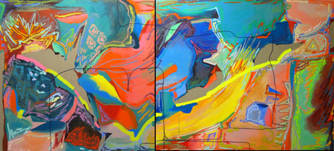 On the bridge That magpies cross The frosty white Is laid across As night grows old, NURIA MORA, 2025Diptich, Acrylic, Oil, Sand on linen canvas130.0 × 260.0 cm