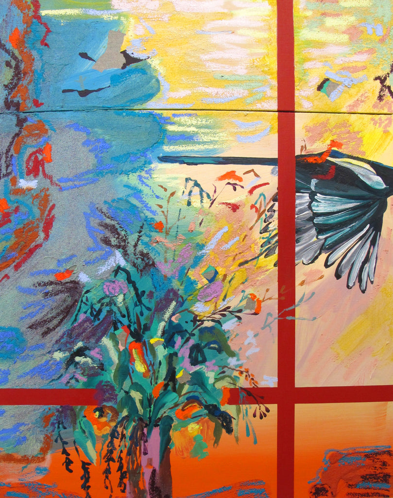 Hello Mr Magpie, how is Mrs Magpie today?, NURIA MORA, 2025Acrylic, Oil, and sand on canvas90.0 × 70.0 cm