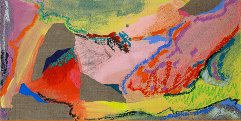 Which branch can it rely on?,…, NURIA MORA, 2025Acrylic, Sand and oil on linen on wood25.0 × 51.0 cm