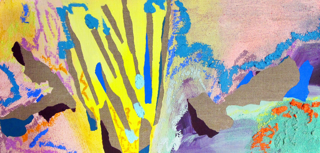 Dear Stream! Dear bank where often I sat, NURIA MORA, 2025Acrylic, Sand and oil on linen on wood25.0 × 51.0 cm