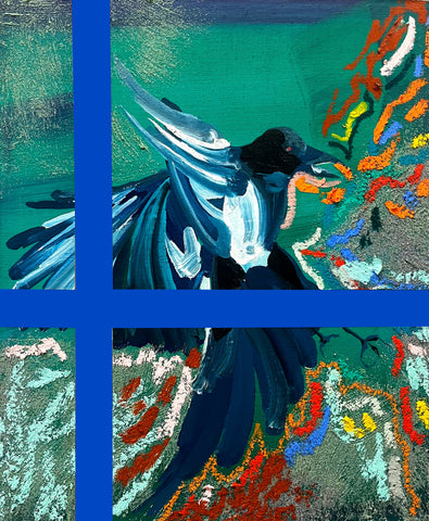 One for sorrow, NURIA MORA, 2025Acrylic, Sand and oil on linen on wood52.0 × 43.0 cm