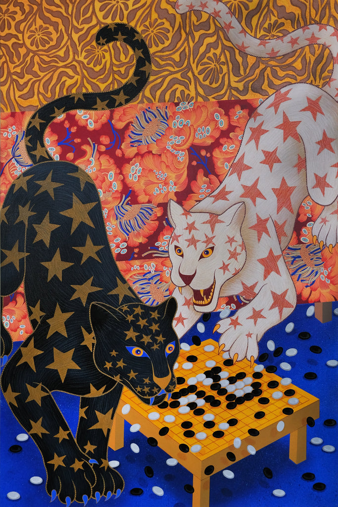 Predators' Gambit, PABAJA, 2025Acrylic and Soft Oil Pastel on Canvas150.0 × 100.0 cm