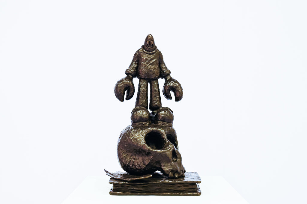 Lobster Standing on Skull, PHILIP COLBERT, 2024Bronze with black patina29.0 × 28.0 × 45.0 cmEdition of 5