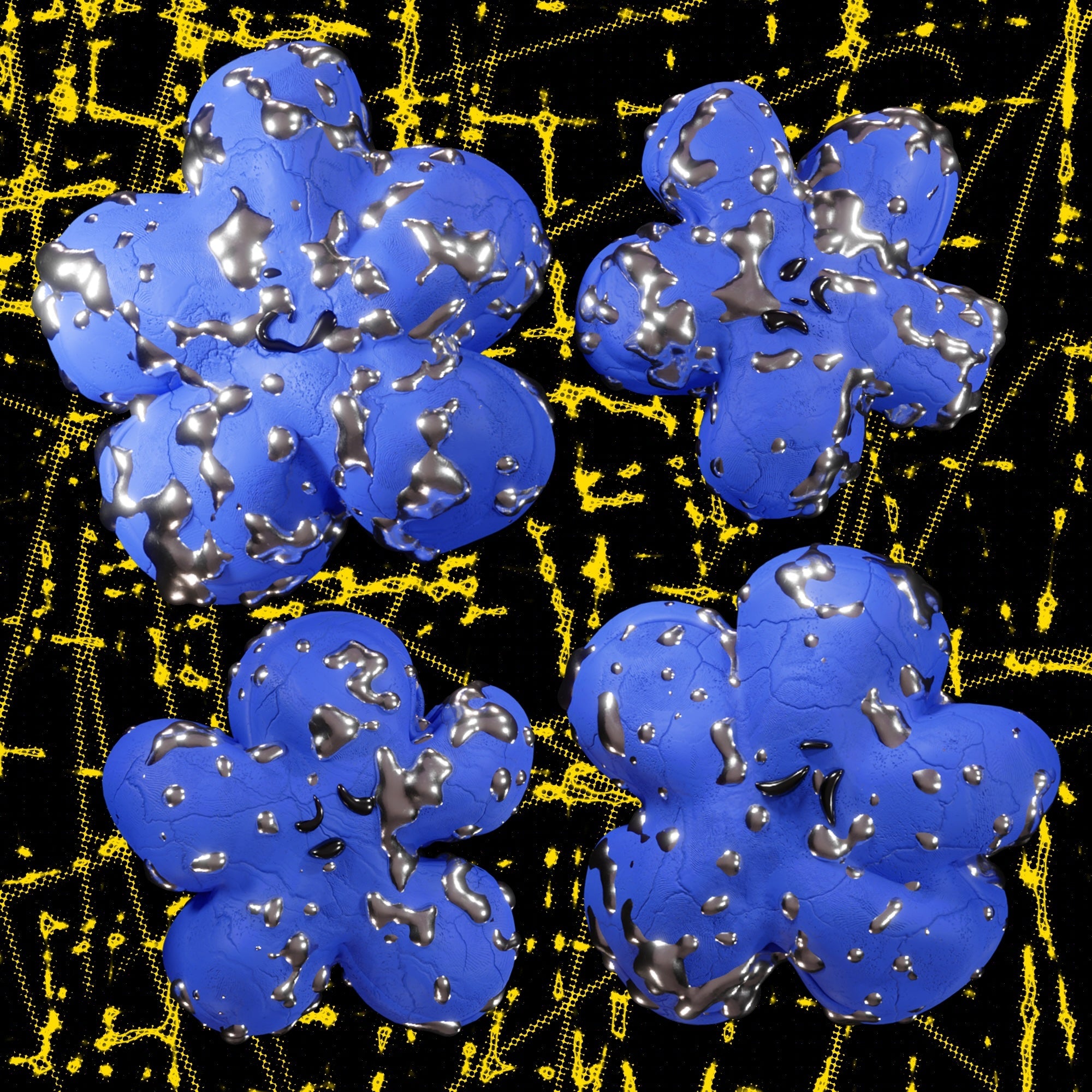 Flower Studies (Blue and Silver)