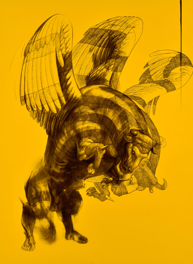 YELLOW BULL NO. 2, RONALD VENTURA, 2024Pigmented ink on Museum Etching FineArt Paper60.4 × 45.3 cm