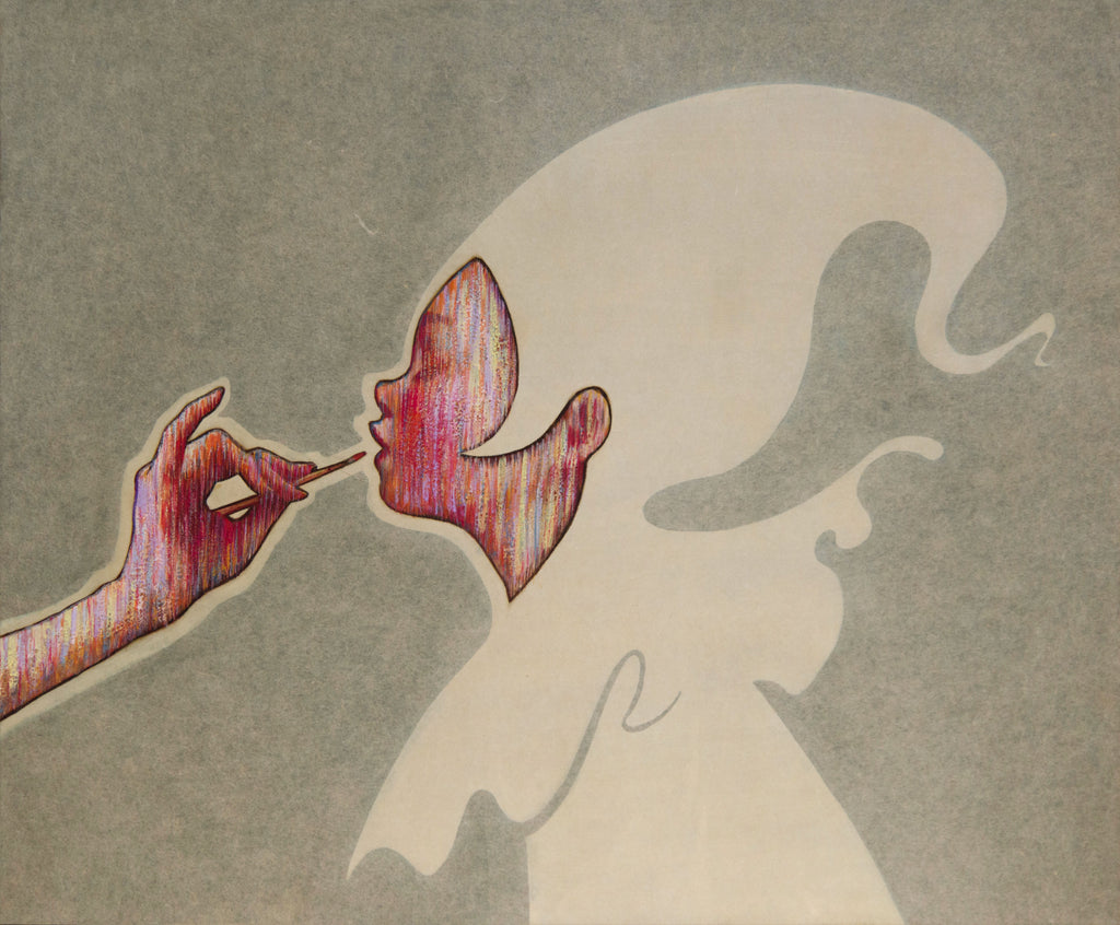 Before the Stage, SHIZUKA ANDO, 2025Tengujo paper, Mineral pigments, Suihi paint on kumohada mashi50.0 × 60.6 cm