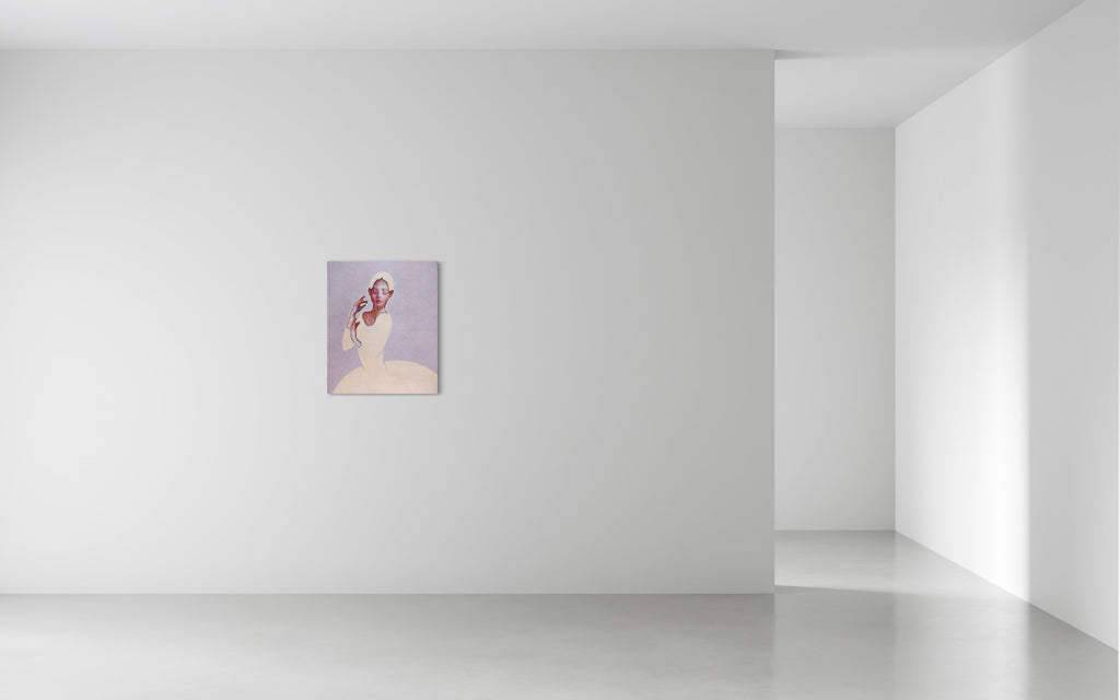 Dressed in a Role, SHIZUKA ANDO, 2025Tengujo paper, Mineral pigments, Suihi paint on kumohada mashi72.7 × 60.6 cm