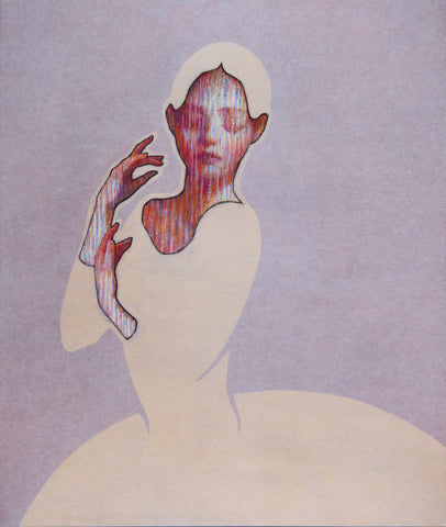 Dressed in a Role, SHIZUKA ANDO, 2025Tengujo paper, Mineral pigments, Suihi paint on kumohada mashi72.7 × 60.6 cm