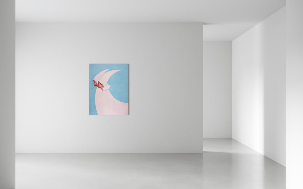 Moon Fairy, SHIZUKA ANDO, 2025Tengujo paper, Mineral pigments, Suihi paint on silk art cloth116.7 × 91.0 cm