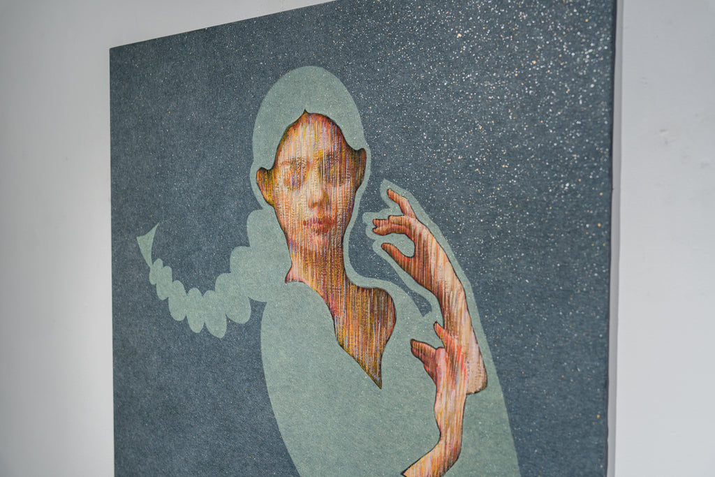 Because Dreams Are Meant to Be Seen Alone Ⅱ, SHIZUKA ANDO, 2025Acrylic, Mineral pigment, Tengujo paper, Foil on canvas72.7 × 60.6 cm