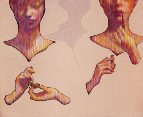 Applying Rouge, SHIZUKA ANDO, 2025Ink, Suihi, Mineral pigment, Tengujo paper on kochi hemp paper50.0 × 61.0 cm