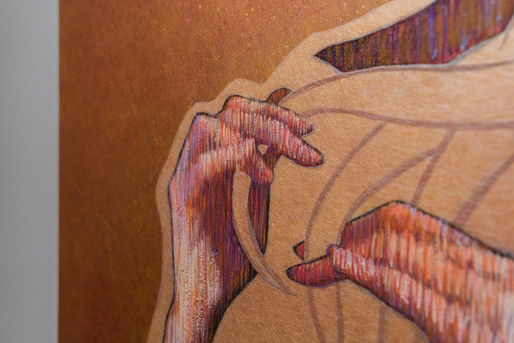 Weaving, SHIZUKA ANDO, 2025Ink, Suihi, Mineral pigment, Tengujo paper, Foil on kochi hemp paper61.0 × 45.5 cm