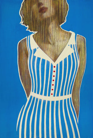 A Person in Summer Colors, SHIZUKA ANDO, 2022Kochi mashi paper, Suihi paint, Mineral pigments60.6 × 41.0 cm
