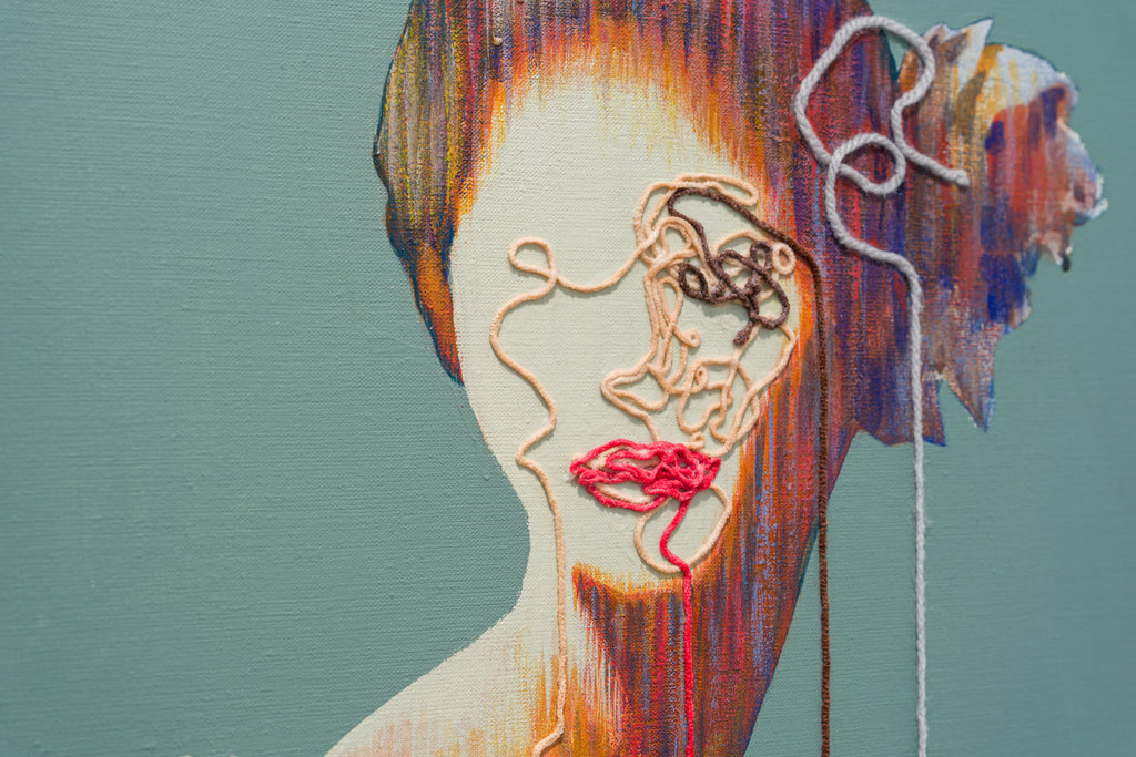 Migratory Bird, SHIZUKA ANDO, 2026Acrylic, Mineral Pigments, and Yarn on canvas53.0 × 45.5 cm
