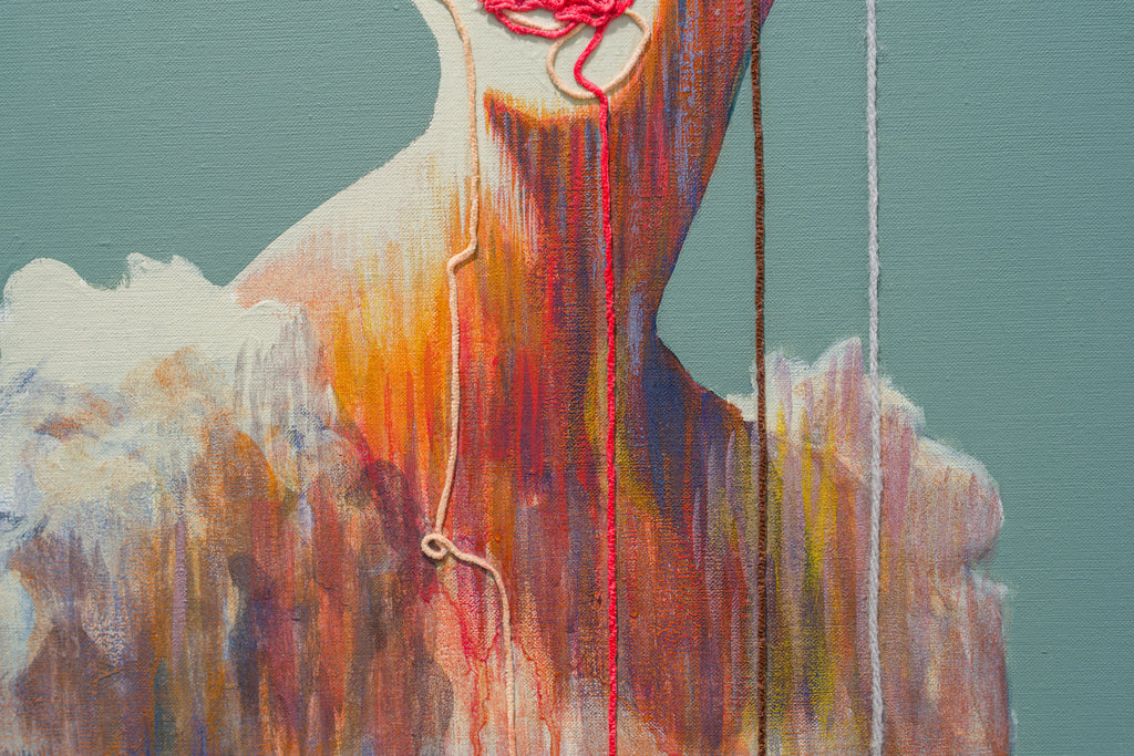 Migratory Bird, SHIZUKA ANDO, 2026Acrylic, Mineral Pigments, and Yarn on canvas53.0 × 45.5 cm